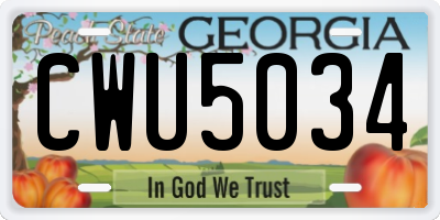 GA license plate CWU5034