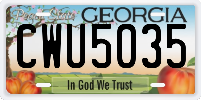 GA license plate CWU5035