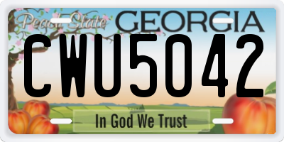 GA license plate CWU5042