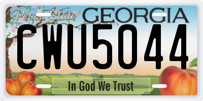 GA license plate CWU5044
