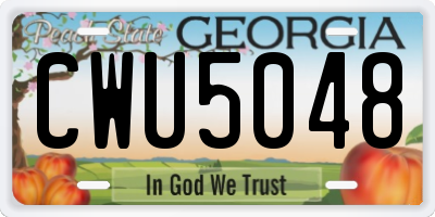 GA license plate CWU5048