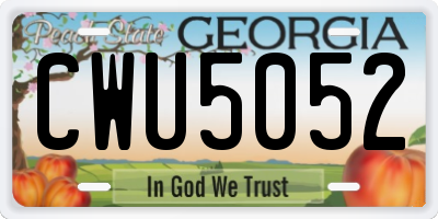 GA license plate CWU5052