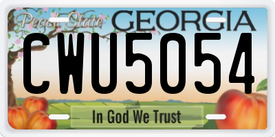 GA license plate CWU5054