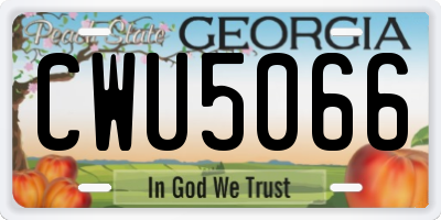 GA license plate CWU5066