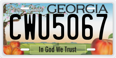 GA license plate CWU5067