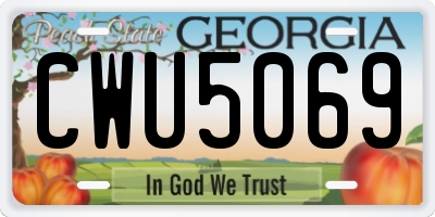 GA license plate CWU5069