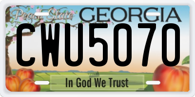 GA license plate CWU5070