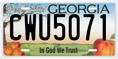 GA license plate CWU5071