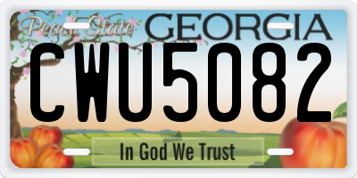 GA license plate CWU5082
