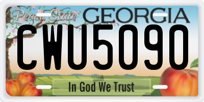 GA license plate CWU5090