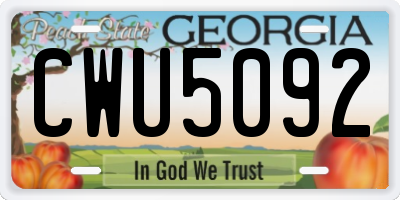GA license plate CWU5092