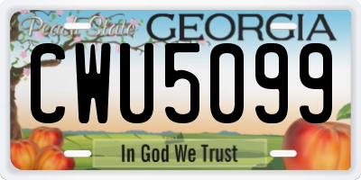 GA license plate CWU5099