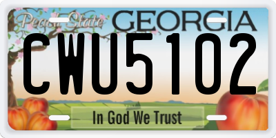 GA license plate CWU5102