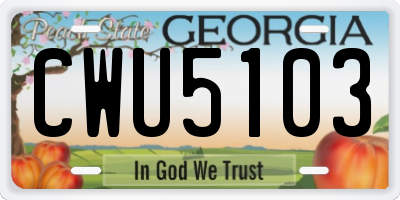 GA license plate CWU5103