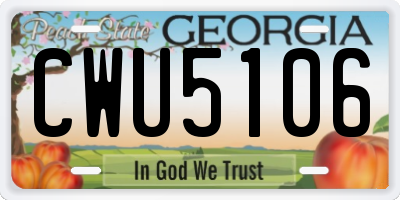 GA license plate CWU5106