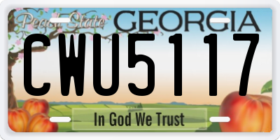 GA license plate CWU5117