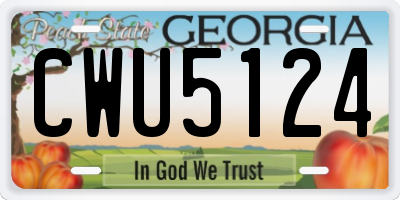 GA license plate CWU5124
