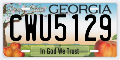 GA license plate CWU5129