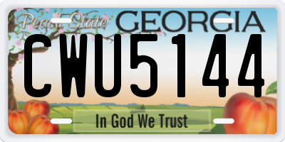 GA license plate CWU5144