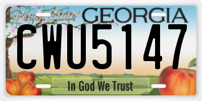 GA license plate CWU5147