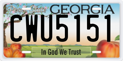 GA license plate CWU5151