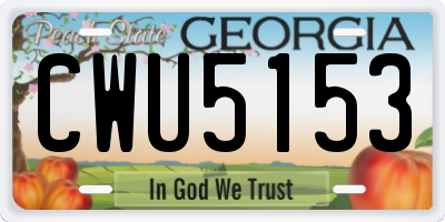 GA license plate CWU5153