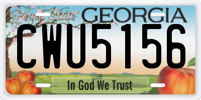 GA license plate CWU5156