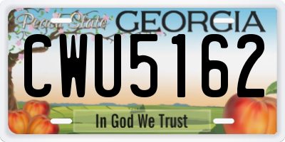 GA license plate CWU5162