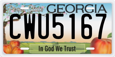 GA license plate CWU5167