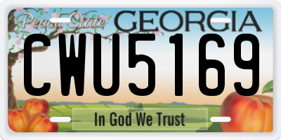 GA license plate CWU5169