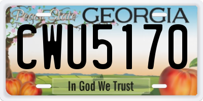 GA license plate CWU5170