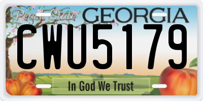 GA license plate CWU5179