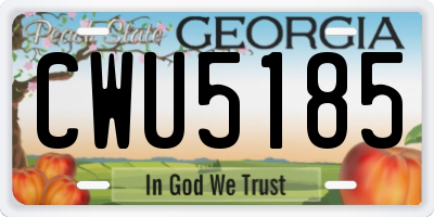 GA license plate CWU5185