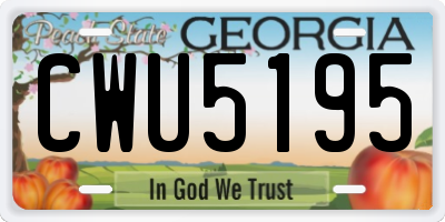 GA license plate CWU5195