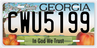 GA license plate CWU5199