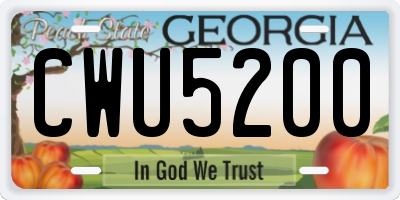 GA license plate CWU5200