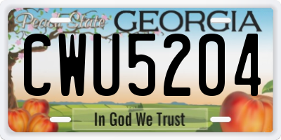 GA license plate CWU5204