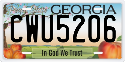 GA license plate CWU5206