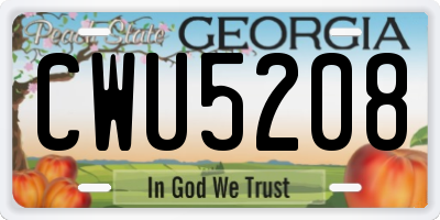 GA license plate CWU5208