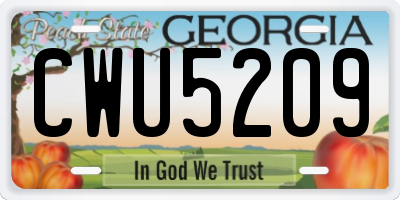 GA license plate CWU5209