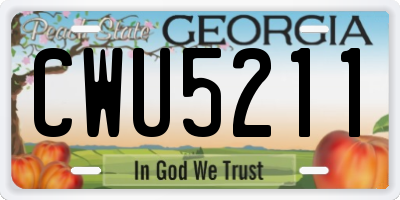 GA license plate CWU5211