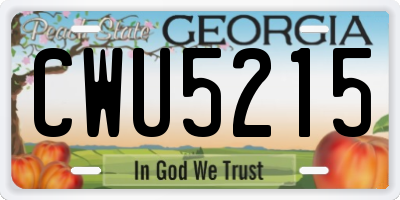 GA license plate CWU5215