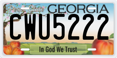 GA license plate CWU5222