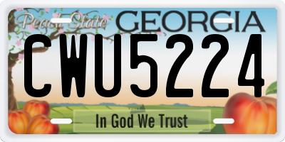 GA license plate CWU5224