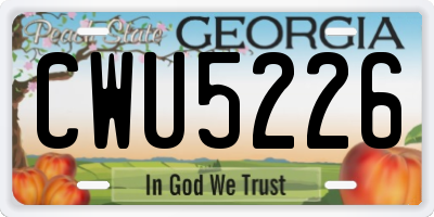 GA license plate CWU5226
