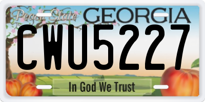 GA license plate CWU5227