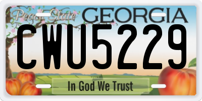GA license plate CWU5229