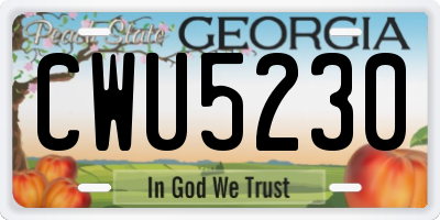 GA license plate CWU5230