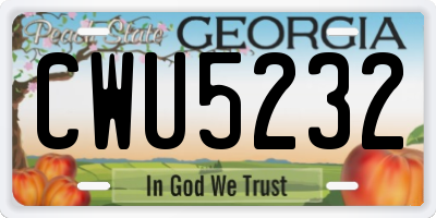GA license plate CWU5232