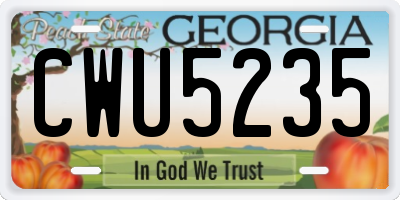 GA license plate CWU5235